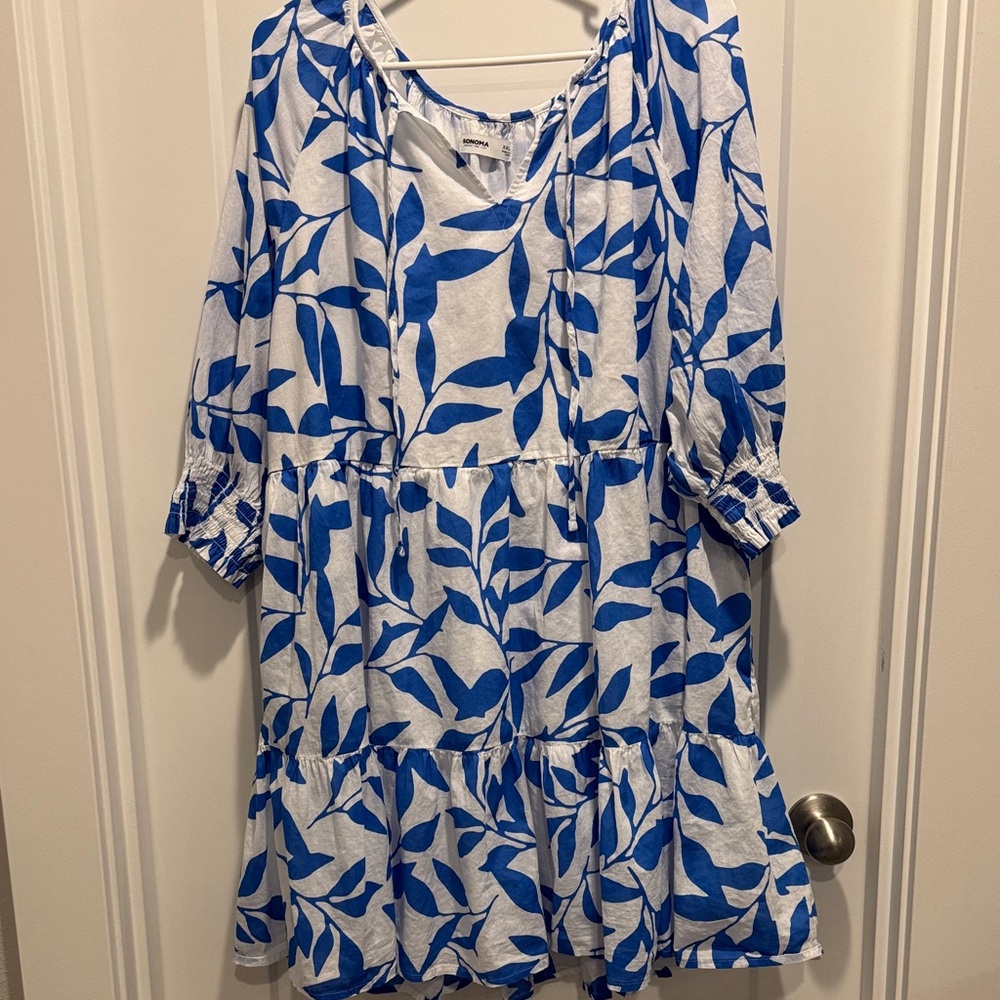 Sonoma Blue and White Floral Dress